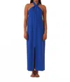 Lovestitch Open Back Twist Halter Maxi Dress With Front Slit In Cobalt In Blue
