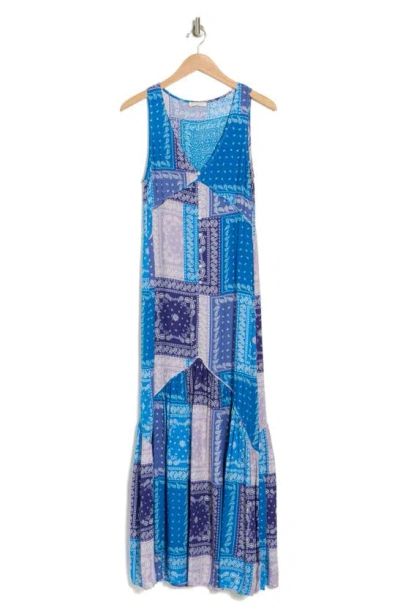 Lovestitch Paisley Patchwork Maxi Dress In Blue
