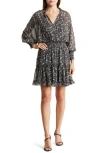 Lovestitch Paisley Smocked Tiered Dress In Black/natural
