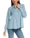 Lovestitch Pintuck Blouse In Blue