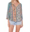 Lovestitch Radha Blouse In Natural/tangerine In Multi