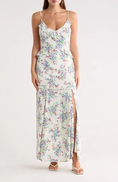 Lovestitch Ruffle V-neck Maxi Dress In Multi