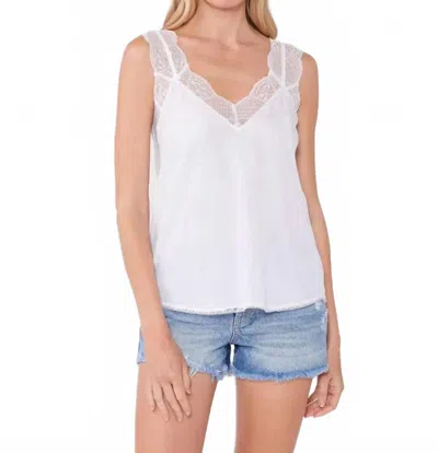 Lovestitch Scallop Lace Trim V-neck Tank Top In White