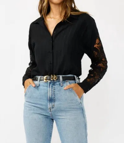 Lovestitch Serafina Lace Shirt In Black