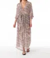 Lovestitch Sheer Maxi Kimono In Natural/grey In Neutral