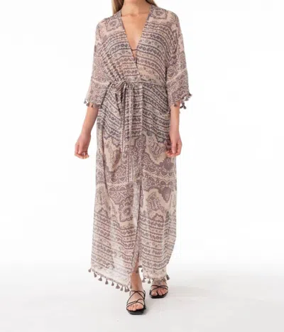 Lovestitch Sheer Maxi Kimono In Natural/grey