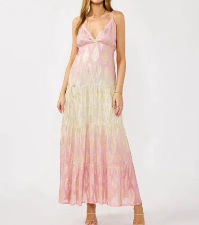 Lovestitch Shimmer Spell Maxi Dress In Pink/gold