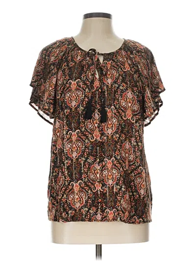 Pre-owned Lovestitch Short Sleeve Blouse In Brown