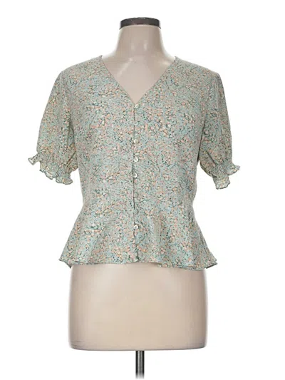 Pre-owned Lovestitch Short Sleeve Blouse In Teal