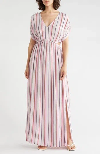 Lovestitch Short Sleeve Cutout Maxi Dress In Pink