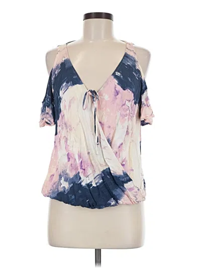 Pre-owned Lovestitch Short Sleeve Top Pink Cold Shoulder Neckline Tops