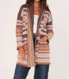 Lovestitch Sierra Sunset Jacquard Wrap Cardigan In Taupe/blush