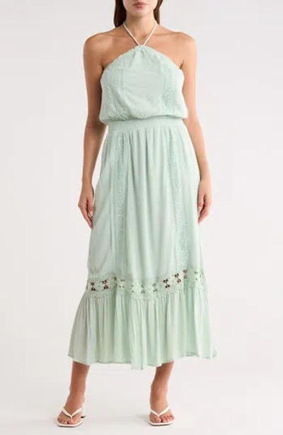 Lovestitch Smocked Halter Maxi Dress In Green