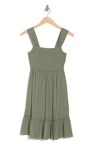 Lovestitch Smocked Minidress In Green