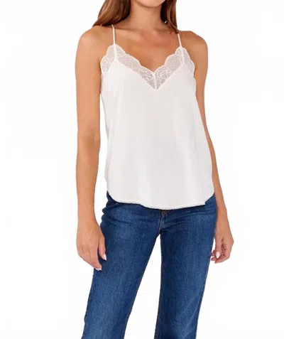 Lovestitch Spaghetti Strap Lace Trim Cami Top In Vanilla In White