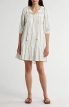 Lovestitch Stripe Cotton Blend Dress In Off White/black