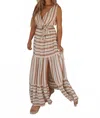 Lovestitch Striped Surplice Tiered Maxi Dress In Natural Tan In Neutral