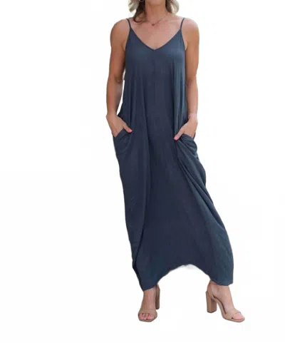 Lovestitch Tania Sleeveless Maxi Dress In Dark Grey In Blue