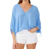Lovestitch Tanzania V-neck Top In Blue In Blue