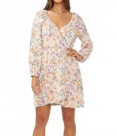Lovestitch Tess Floral Mini Dress In Cream/ Dusty Lilac In Multi