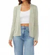 Lovestitch Textured Tape Yarn Ribbed Cardigan In Light Sage In Gray