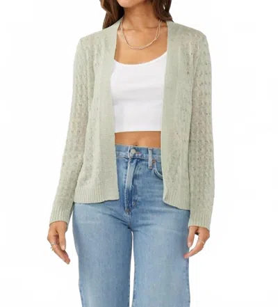 Lovestitch Textured Tape Yarn Ribbed Cardigan In Light Sage In Gray