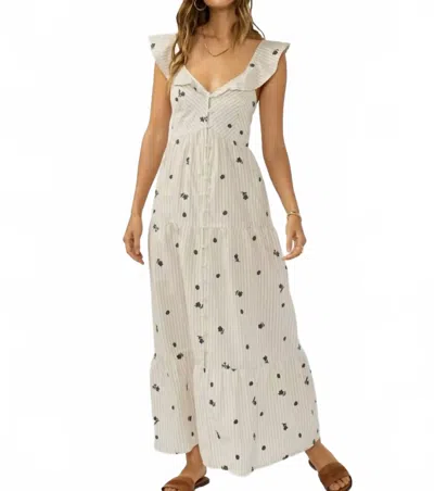 Lovestitch The Petal Thread Tiered Maxi Dress In Natural/grey In Multi