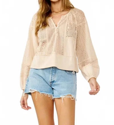 Lovestitch Theia Patchwork Lace Blouse In Sand In Neutral
