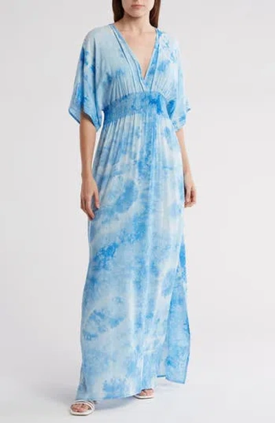 Lovestitch Tie Dye Maxi Dress In Ocean/blue