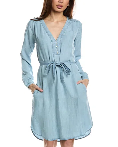 Lovestitch Tie Waist Shirtdress In Blue