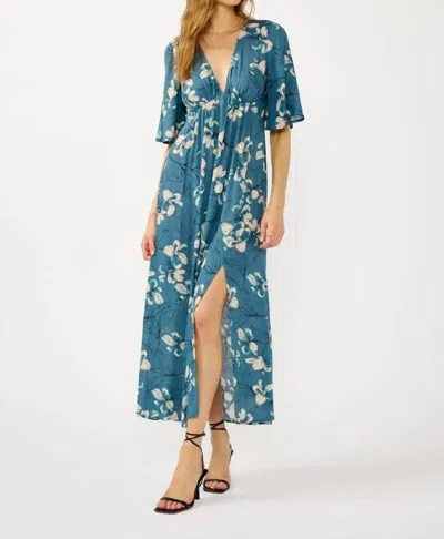 Lovestitch Trailing Blossom Maxi Dress In Blue