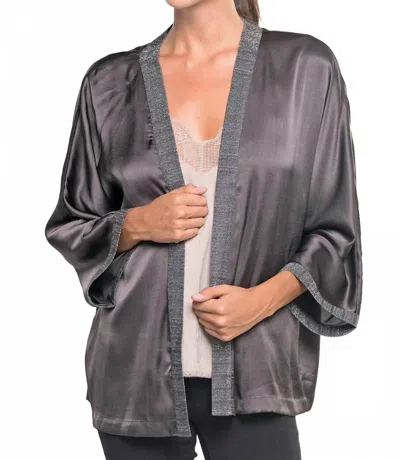 Lovestitch Ulla Satin Kimono In Dark Grey