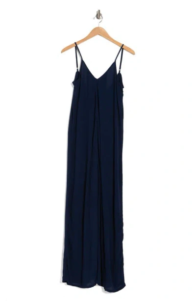 Lovestitch V-neck Gauze Jumpsuit In Pacific Blue