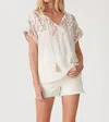 LOVESTITCH VERA EMBROIDERED TOP IN IVORY