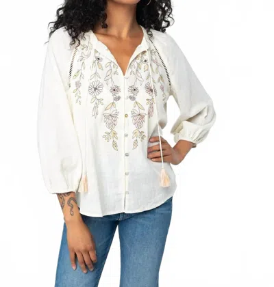Lovestitch Verbena Floral Embroidered Blouse In Natural In Neutral
