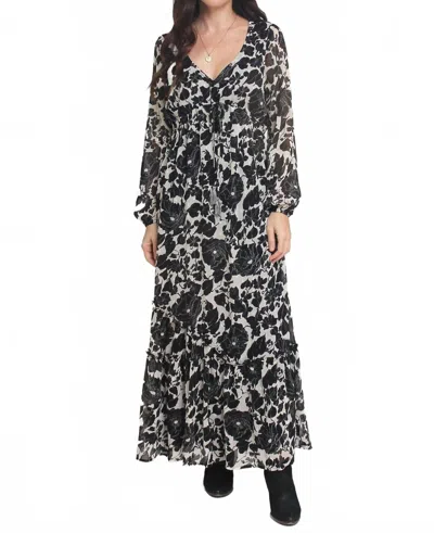 Lovestitch Versailles Morning Maxi Dress In Cream/black In Multi