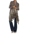 Lovestitch Western Floral Knit Fringe Trim Cardigan In Grey In Grey