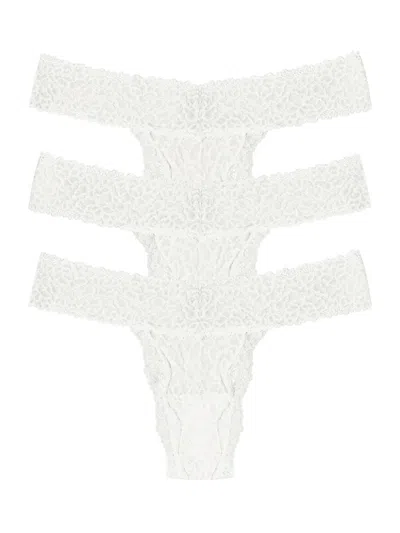 Lovesuze Women's 3-pack Lace Thongs In Taupe