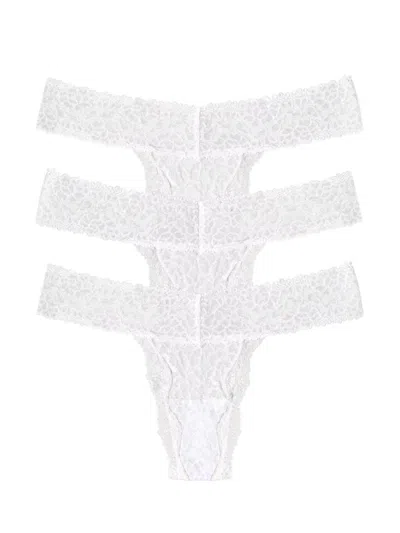 Lovesuze Women's 3-pack Lace Thongs In White