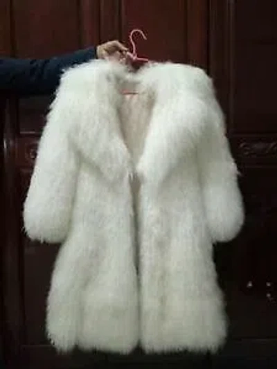 Pre-owned Lovingbeauty Womens Long Tibetan Fur Mongolian Real Lamb Sheep Warm Coat Curly Lamb Coat Hot In White
