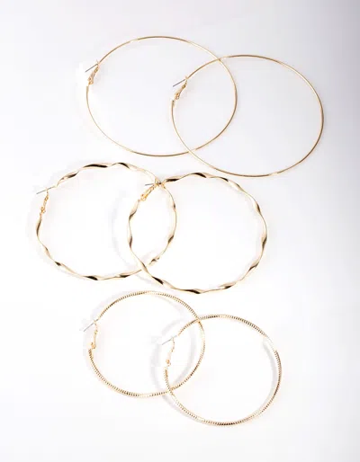 Lovisa - Elegant Gold Plated 80-60mm Hoop Earring 3-pack