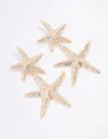 Lovisa - Gold Diamante Pair Of Starfish Drop Earrings I Stylish And Trendy I Perfect For Special Occasions  In Gold