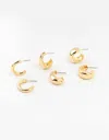 Lovisa - Gold Plated Chunky Hoop Earrings 3-pack I Set Of Stylish And Chic Earrings I Hypoallergenic I Dura In Gold