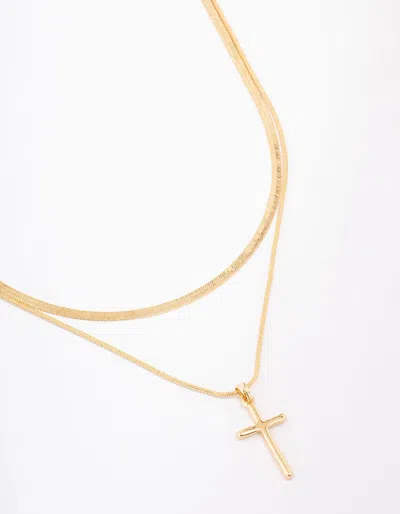Lovisa - Gold Plated Classic Plain Cross Snake Layered Necklace