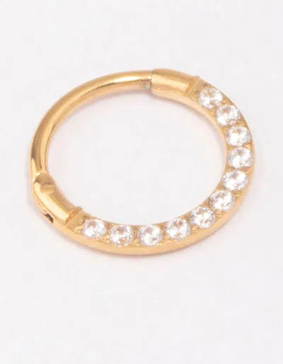 Lovisa - Gold Plated Cubic Zirconia Clicker Earrings 7mm I Hypoallergenic I Classic, Elegant, Stylish, Tren In Multi