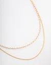 Lovisa - Gold Plated Cubic Zirconia Dainty Baguette Layered Necklace In Multi