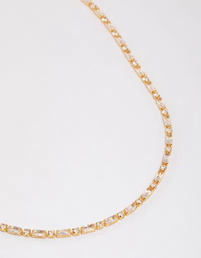 Lovisa - Gold Plated Cubic Zirconia Round & Baguette Tennis Necklace