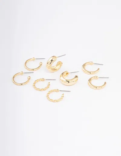 Lovisa - Gold Plated Smooth Chunky Hoop Earrings 4-pack