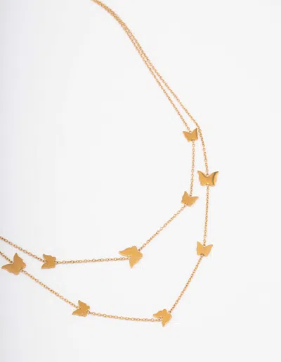 Lovisa - Gold Plated Stainless Steel Double Layered Butterfly Necklace