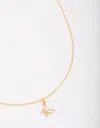Lovisa - Gold Plated Sterling Silver Butterfly & Angel Crystal Pendant Necklace In Multi